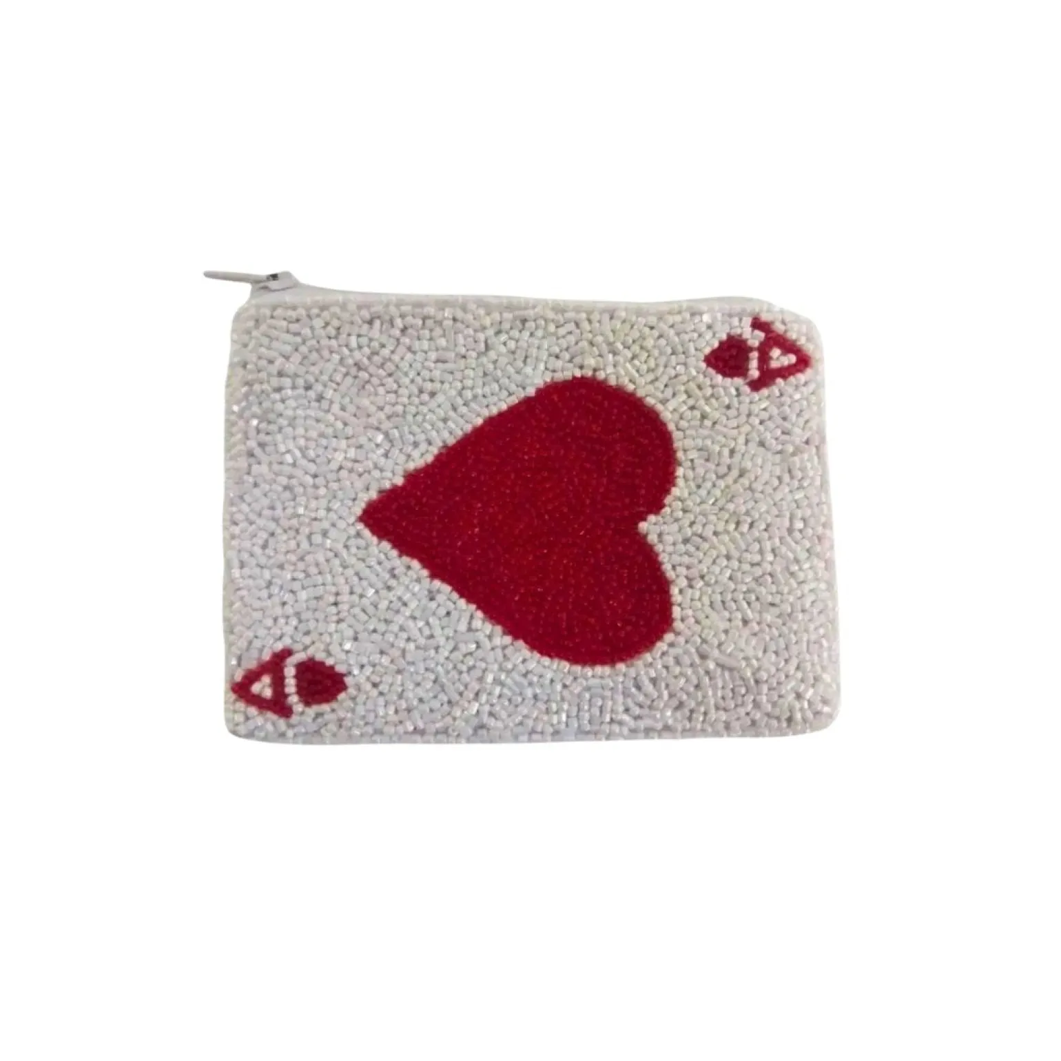 Ace Of Hearts Beaded Coin Purse