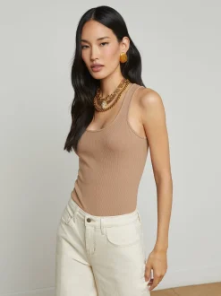 Adira Scoop Neck Tank Cappuccino