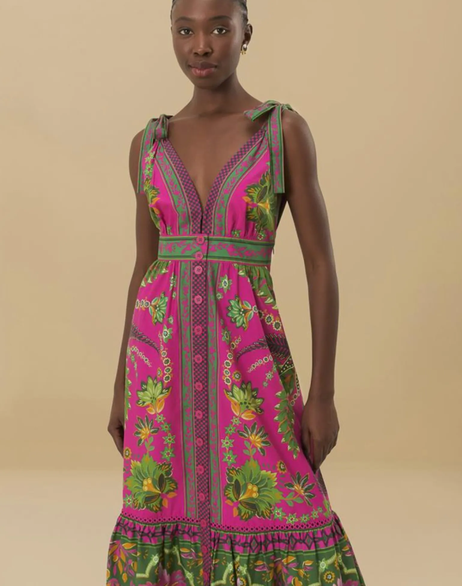 Ana Tapestry Pink Midi Dress