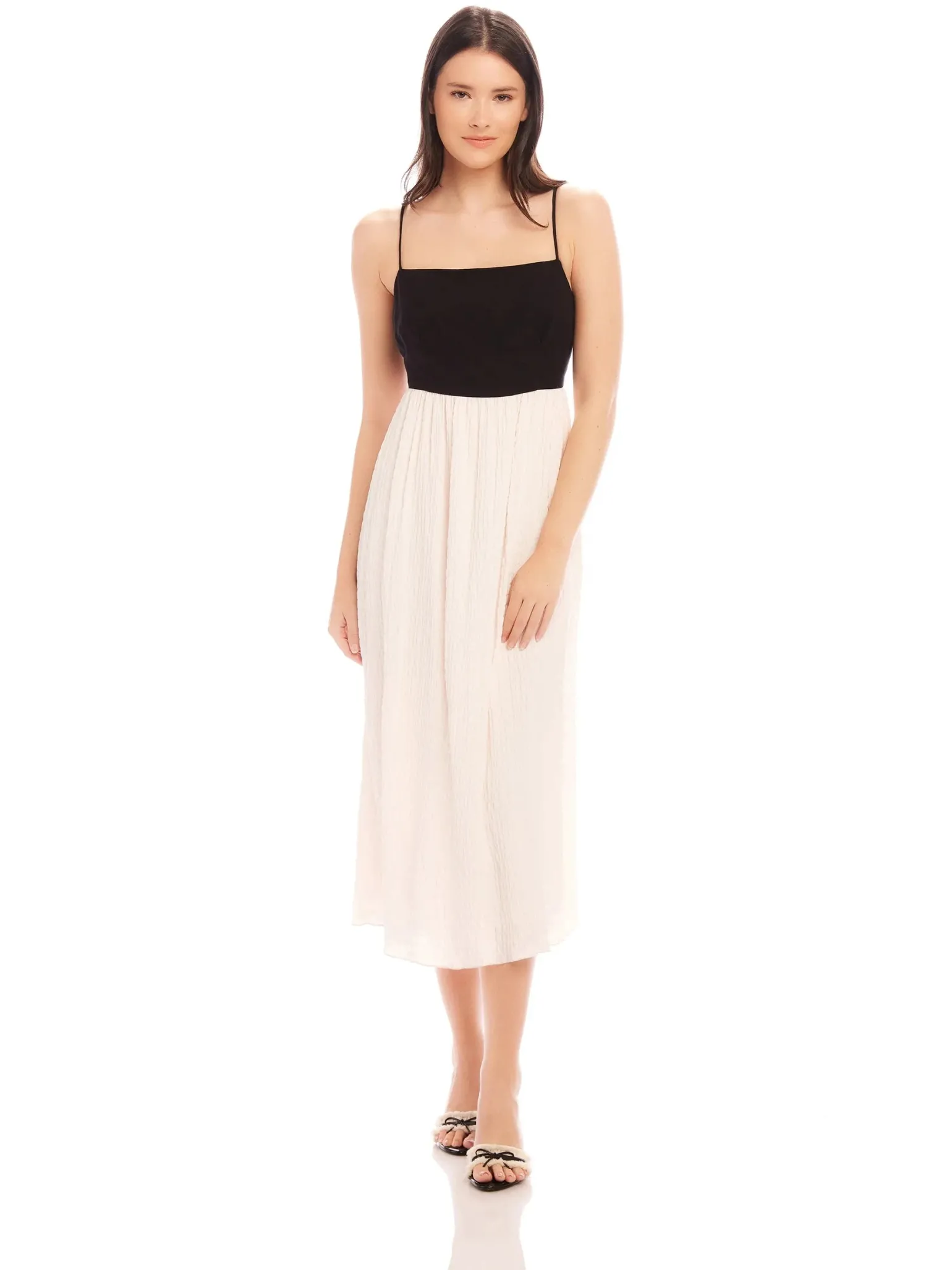 Anetta Contrast Midi Dress Cream/Black