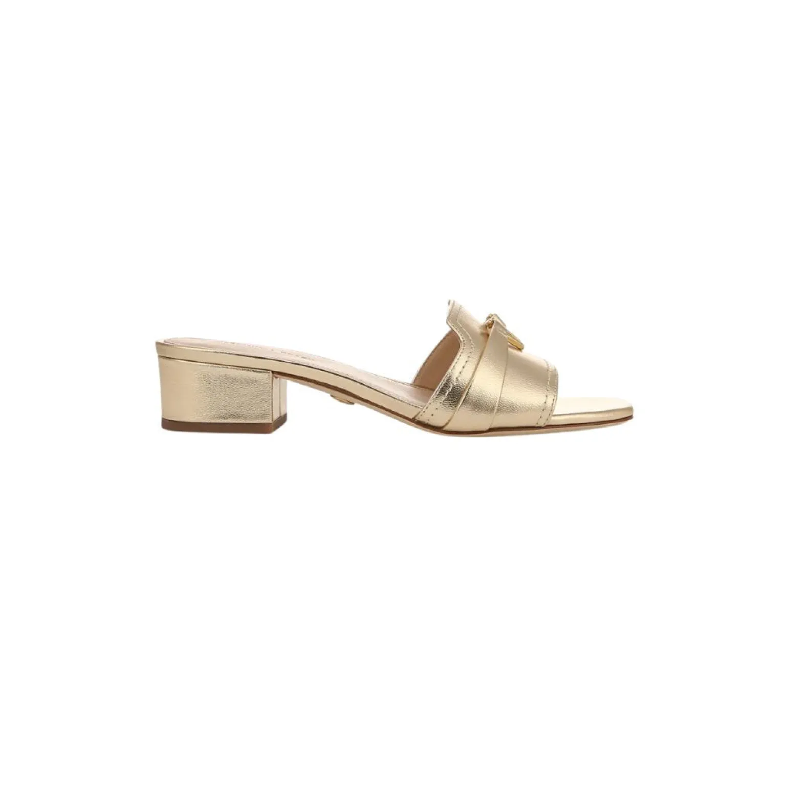 Annette Metallic Medallion Mule Sandals Gold