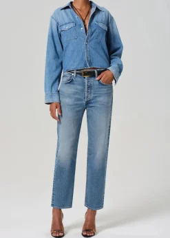 Baby Shay Cropped Shirt Carolina Blue