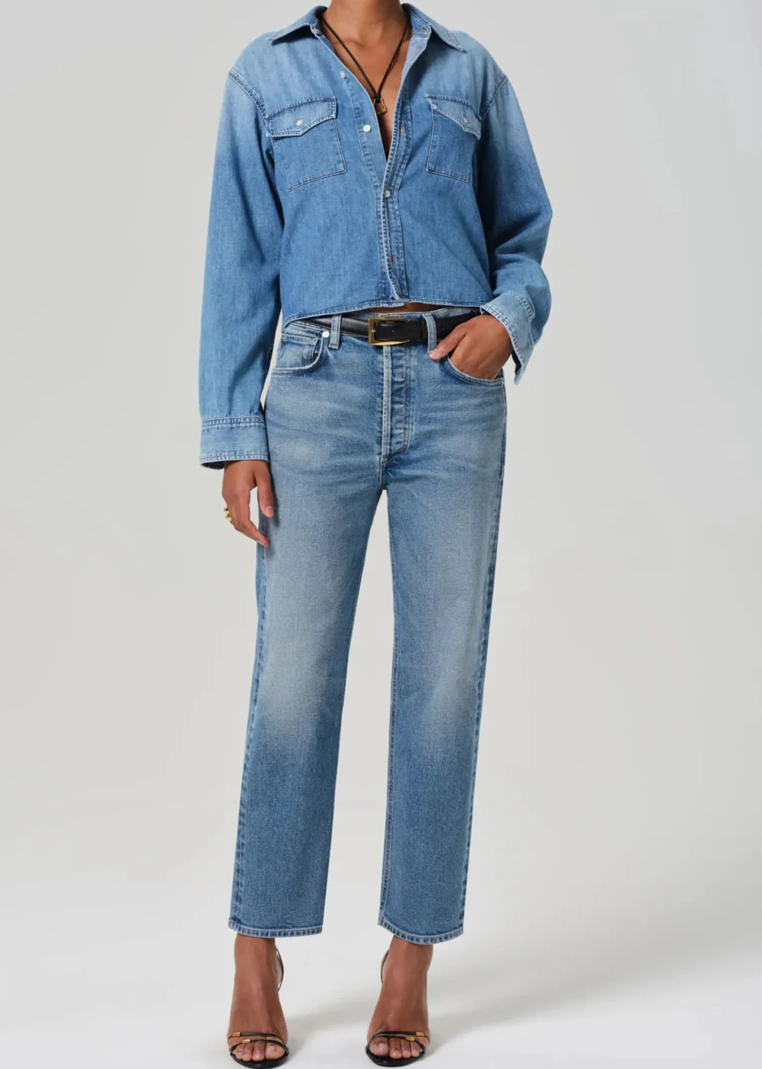 Baby Shay Cropped Shirt Carolina Blue