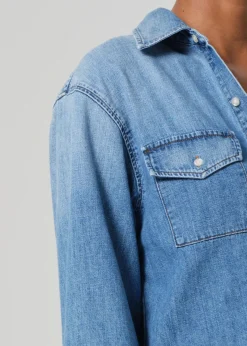 Baby Shay Cropped Shirt Carolina Blue