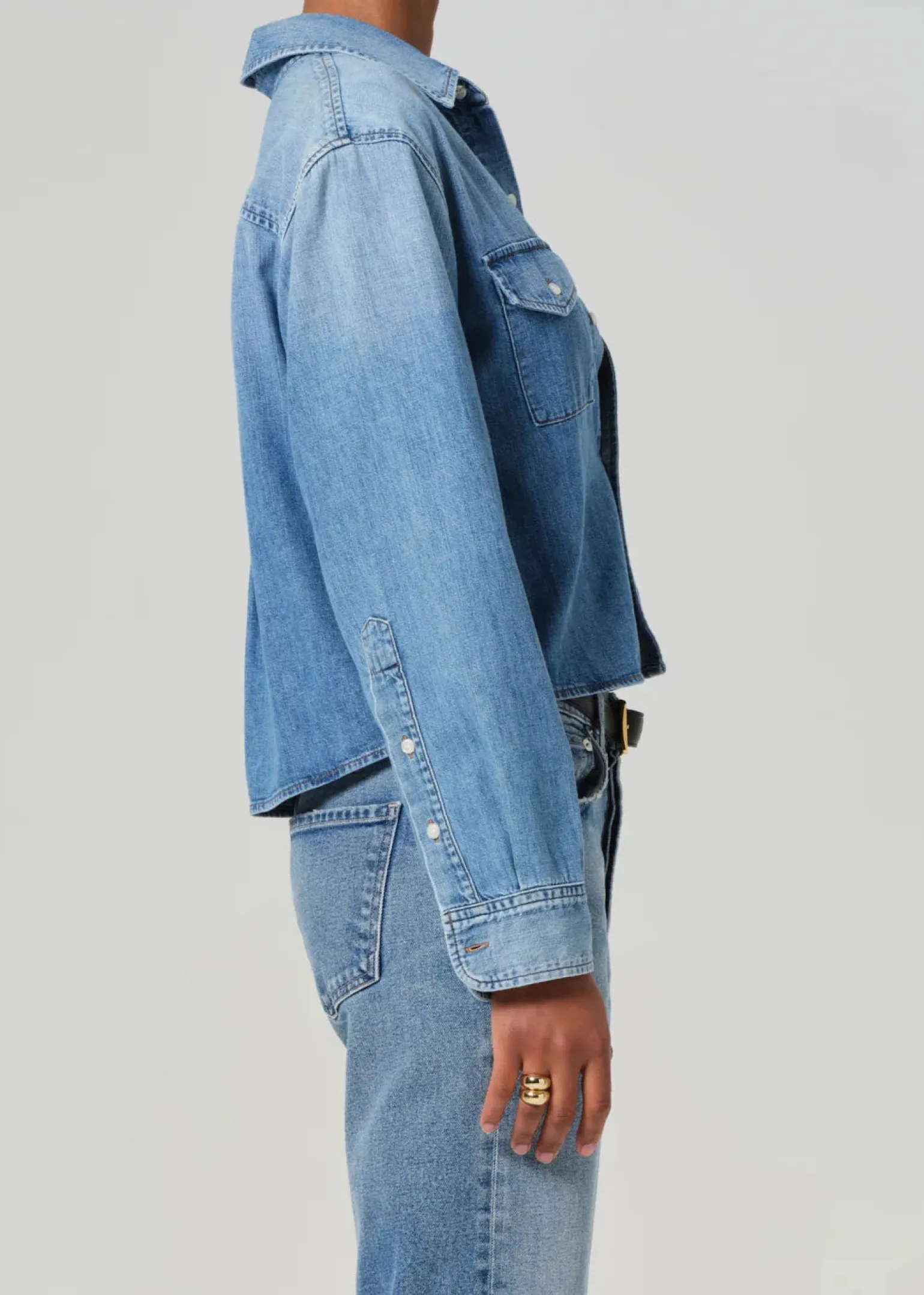 Baby Shay Cropped Shirt Carolina Blue