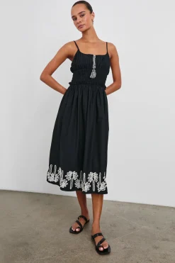 Baja Dress Black Ivory Palm Trees