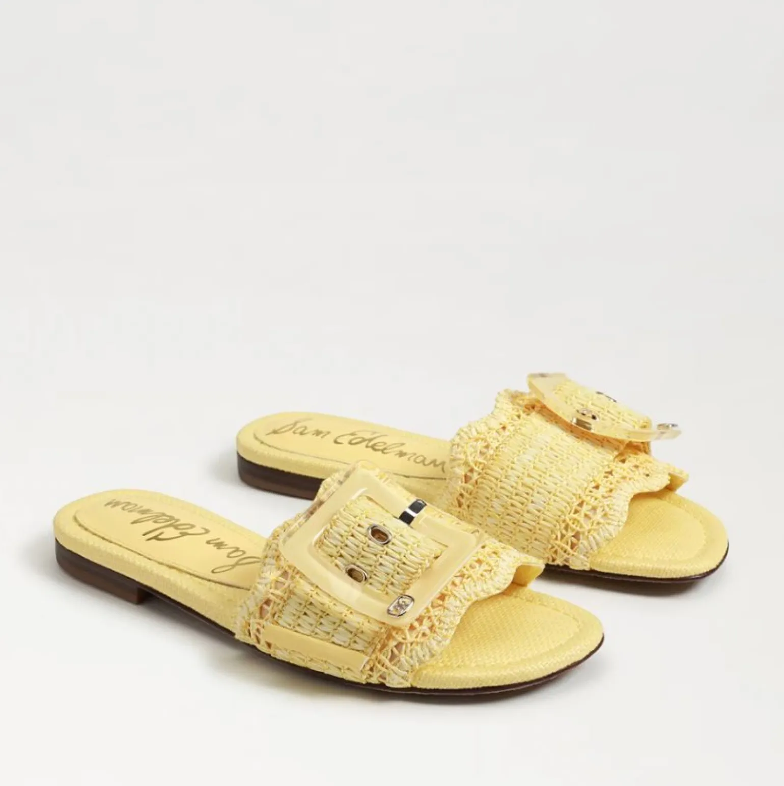 Bambi Slide Sandal Buttercup Yellow Raffia