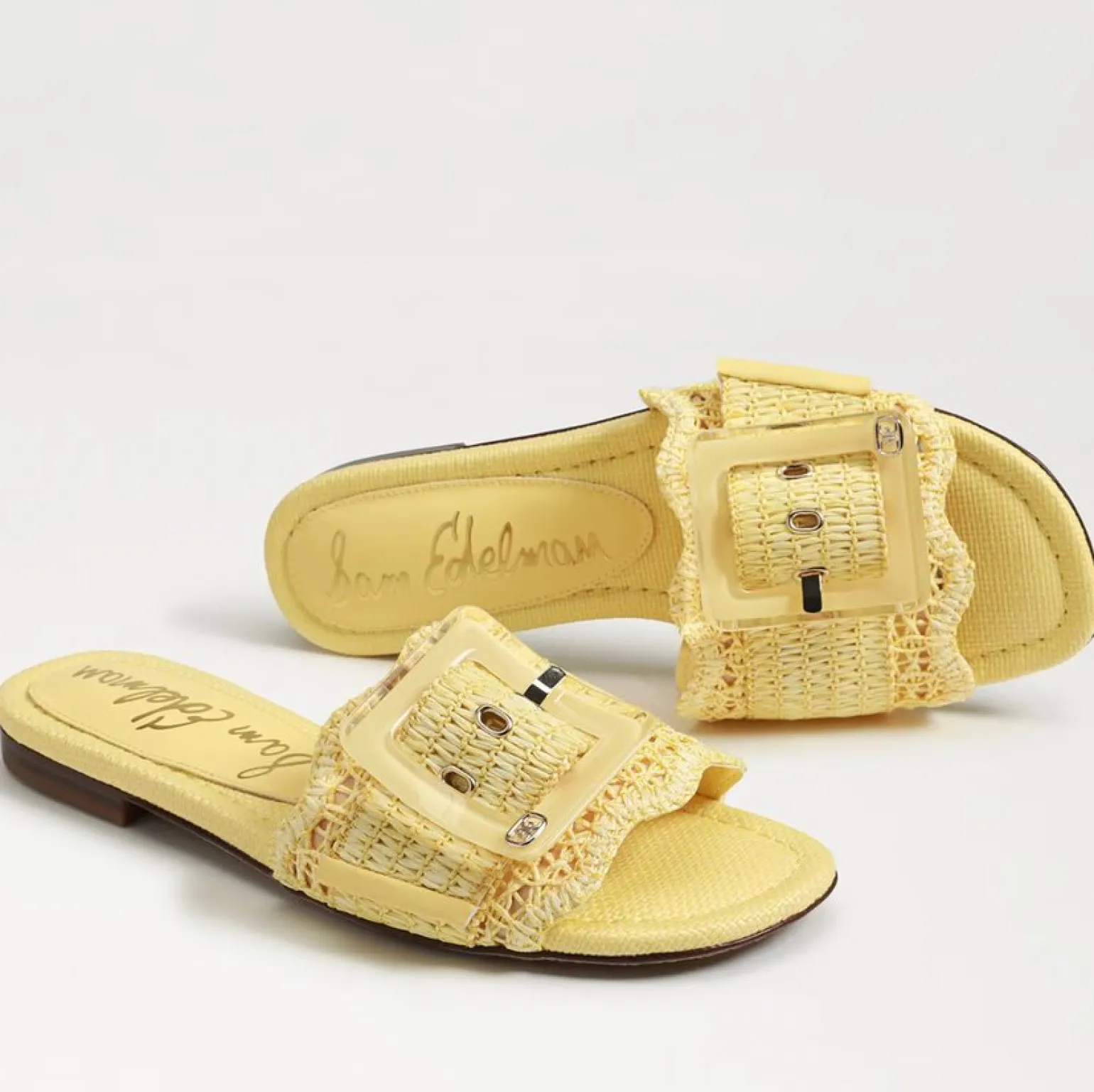 Bambi Slide Sandal Buttercup Yellow Raffia