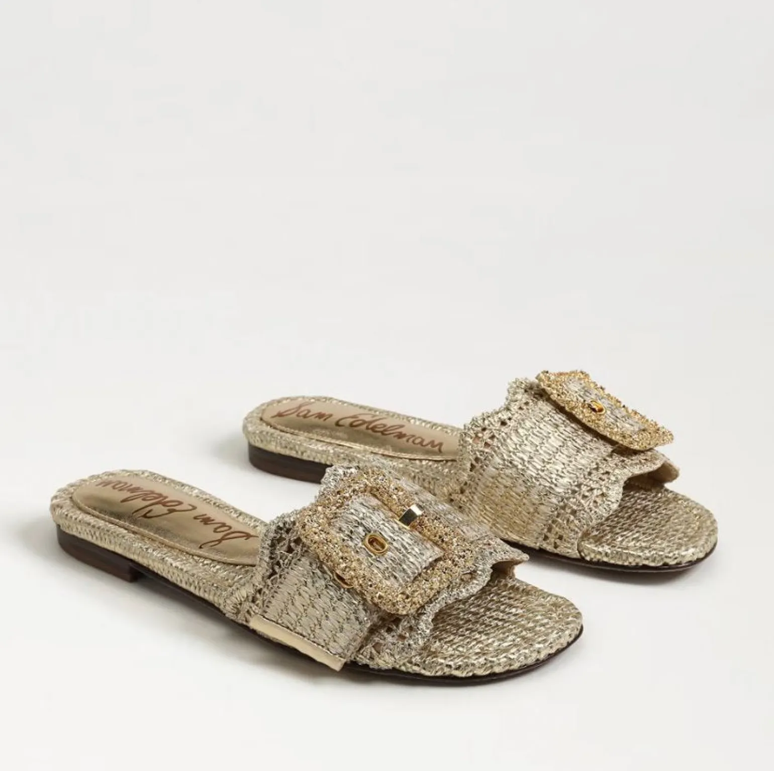 Bambi Slide Sandal Gold Raffia