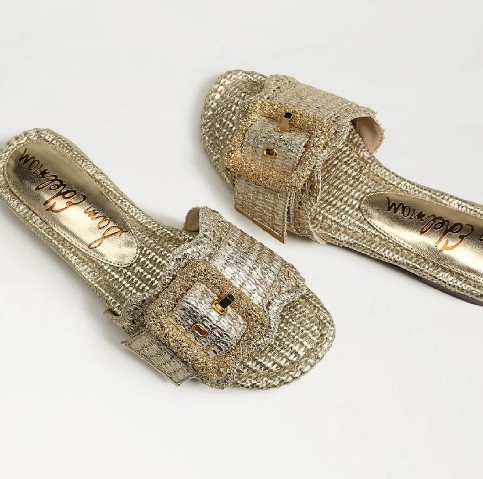Bambi Slide Sandal Gold Raffia