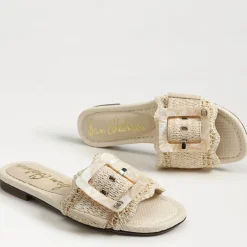 Bambi Slide Sandal Linen Raffia