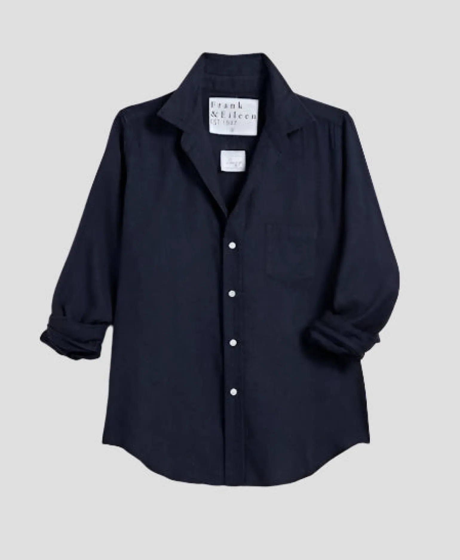 Barry Tailored Button Up Italian Flannel Navy Herringbone