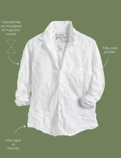Barry Tailored Button Up Shirt White Tattered Wash Denim