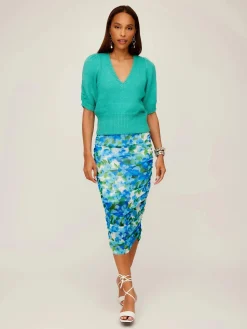Bennet Shirred Sleeve Sweater Teal