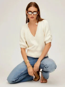 Bennet Shirred Sleeve Sweater Ecru
