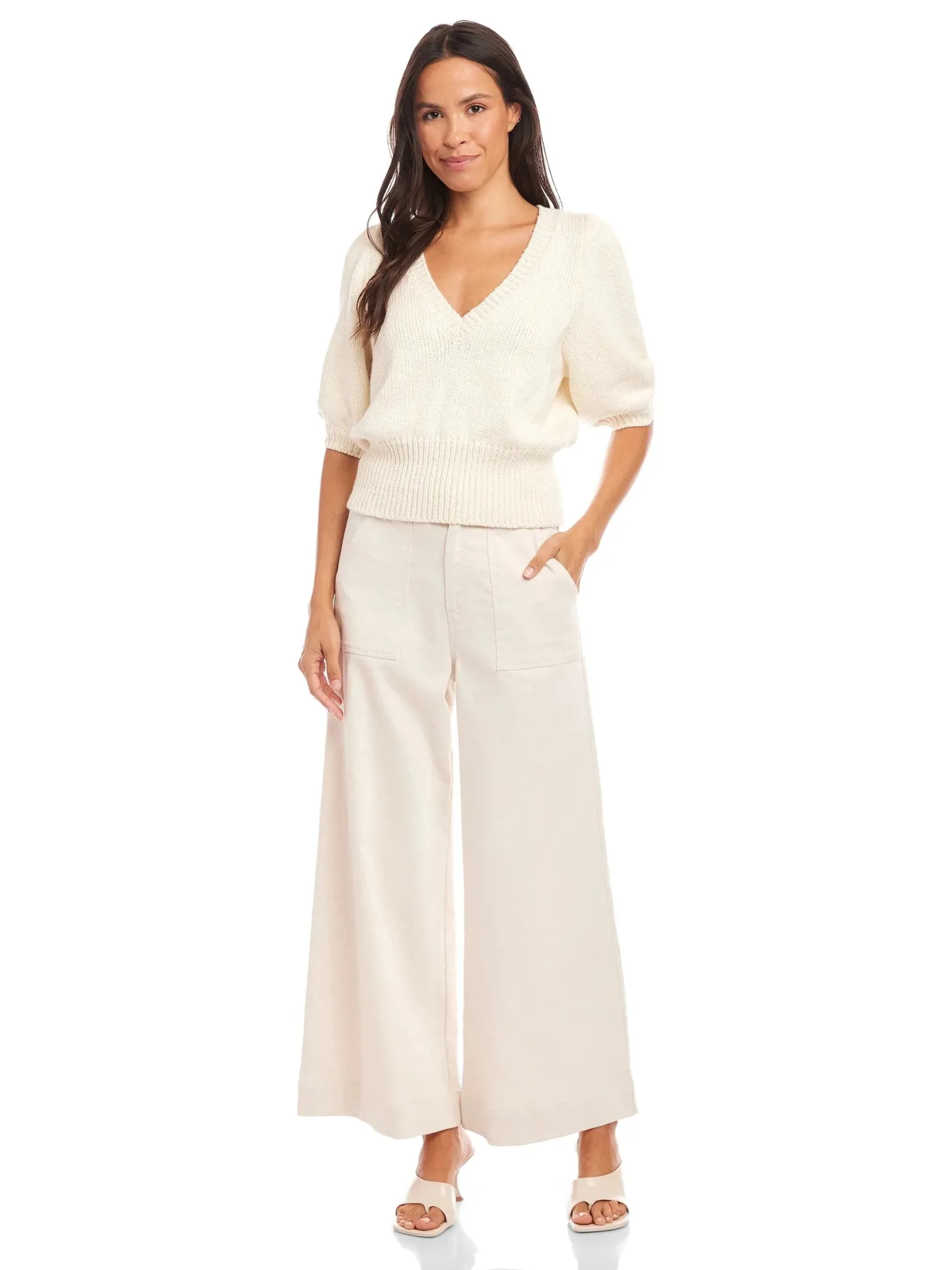 Bennet Shirred Sleeve Sweater Ecru