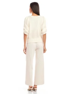 Bennet Shirred Sleeve Sweater Ecru