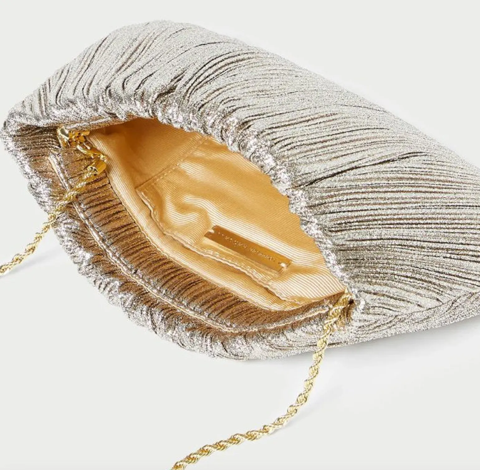 Brit Flat Pleated Clutch Champagne