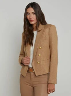 Brooke Double Breasted Crop Blazer Latte/Gold