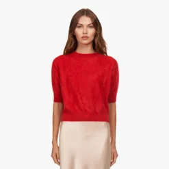 Brushed Elbow Sleeve Boxy Crew Red Alert