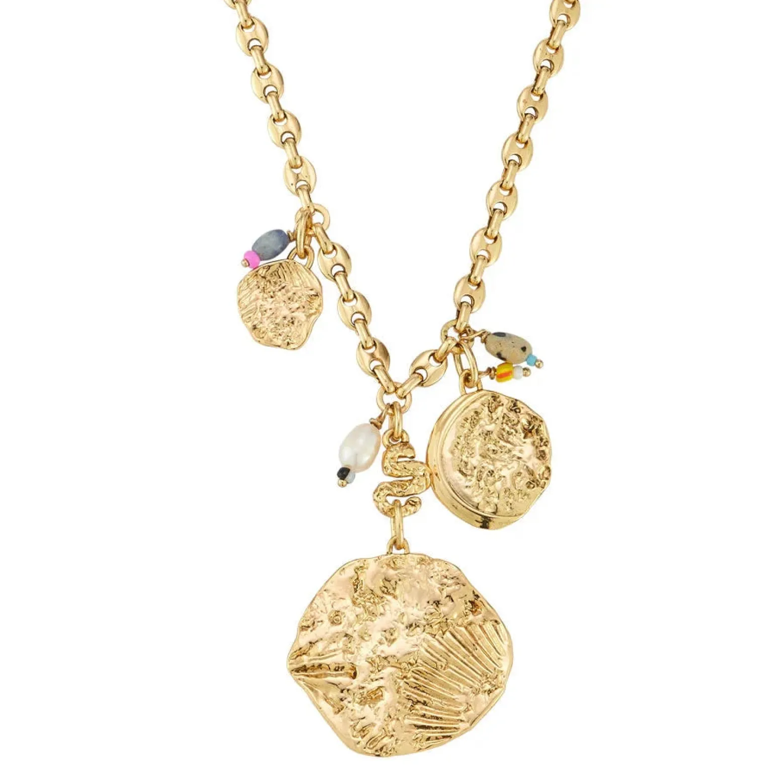 Carmen Charm Necklace Antique Gold