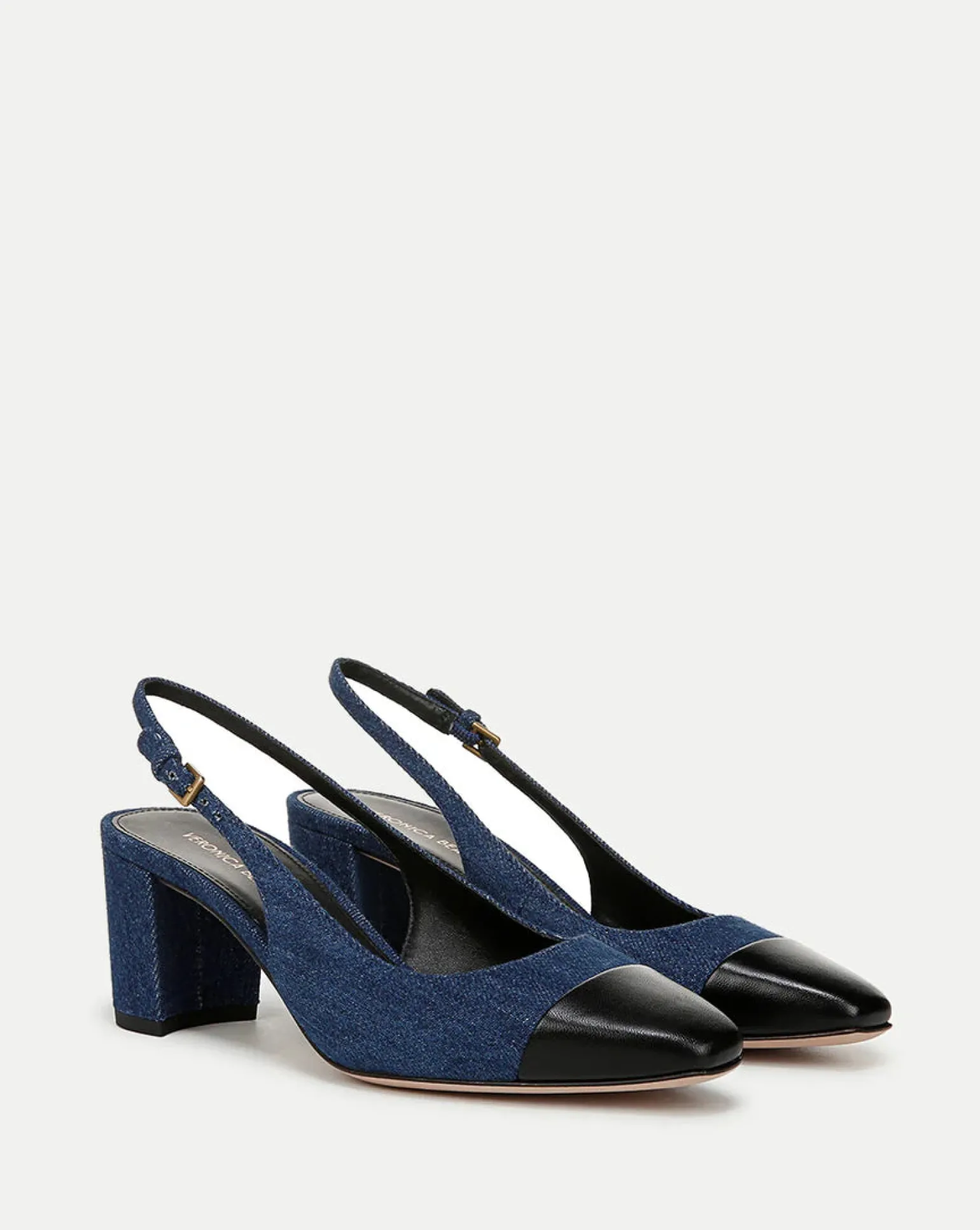 Cecile Denim Cap-Toe Slingback Pump Denim Blue/Black