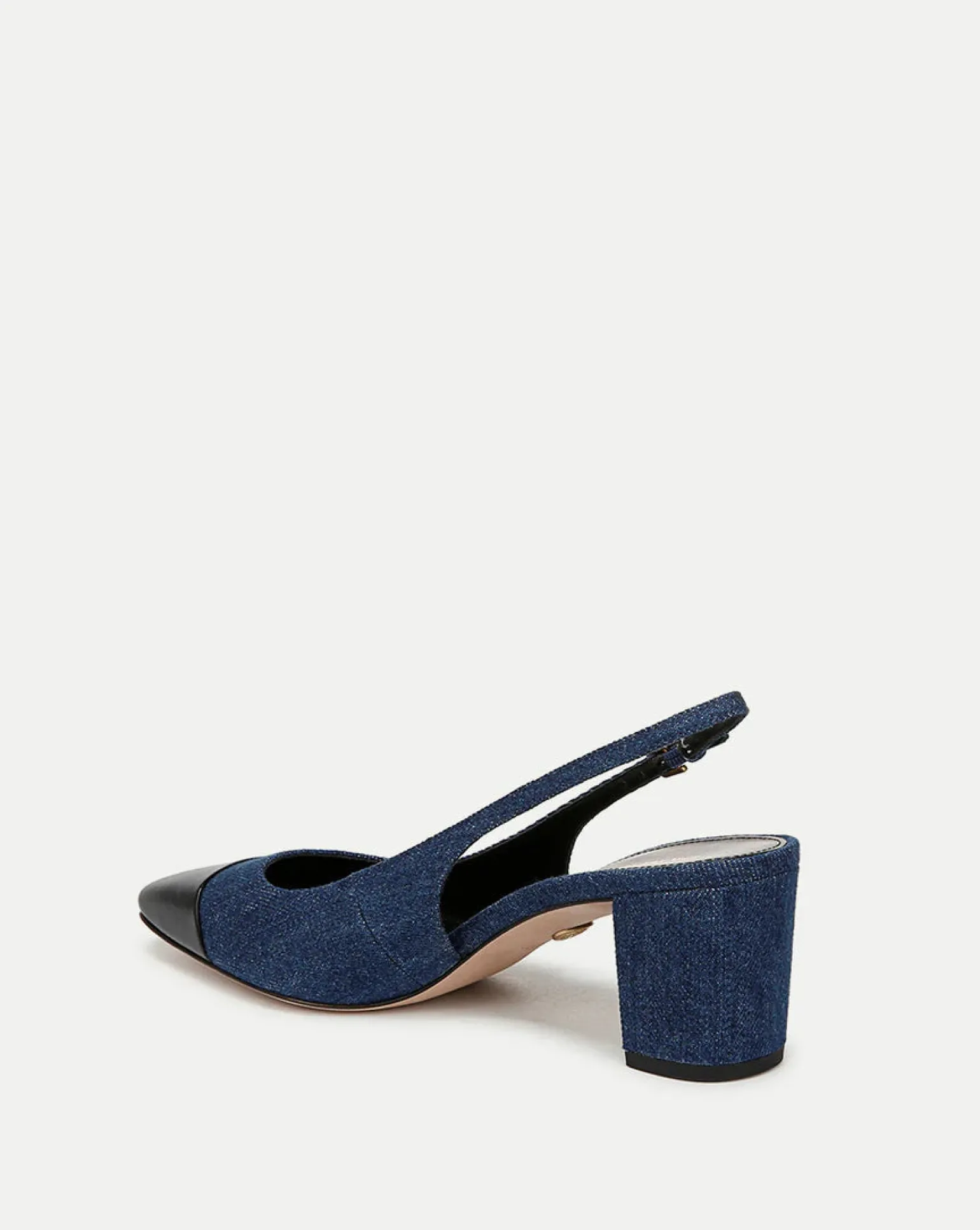 Cecile Denim Cap-Toe Slingback Pump Denim Blue/Black
