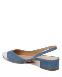 Cecile Denim Cap-Toe Slingback Denim Coconut