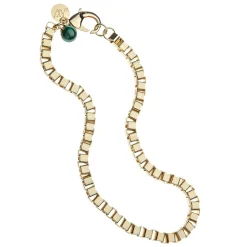 Chunky Box Chain Malachite Bead 16