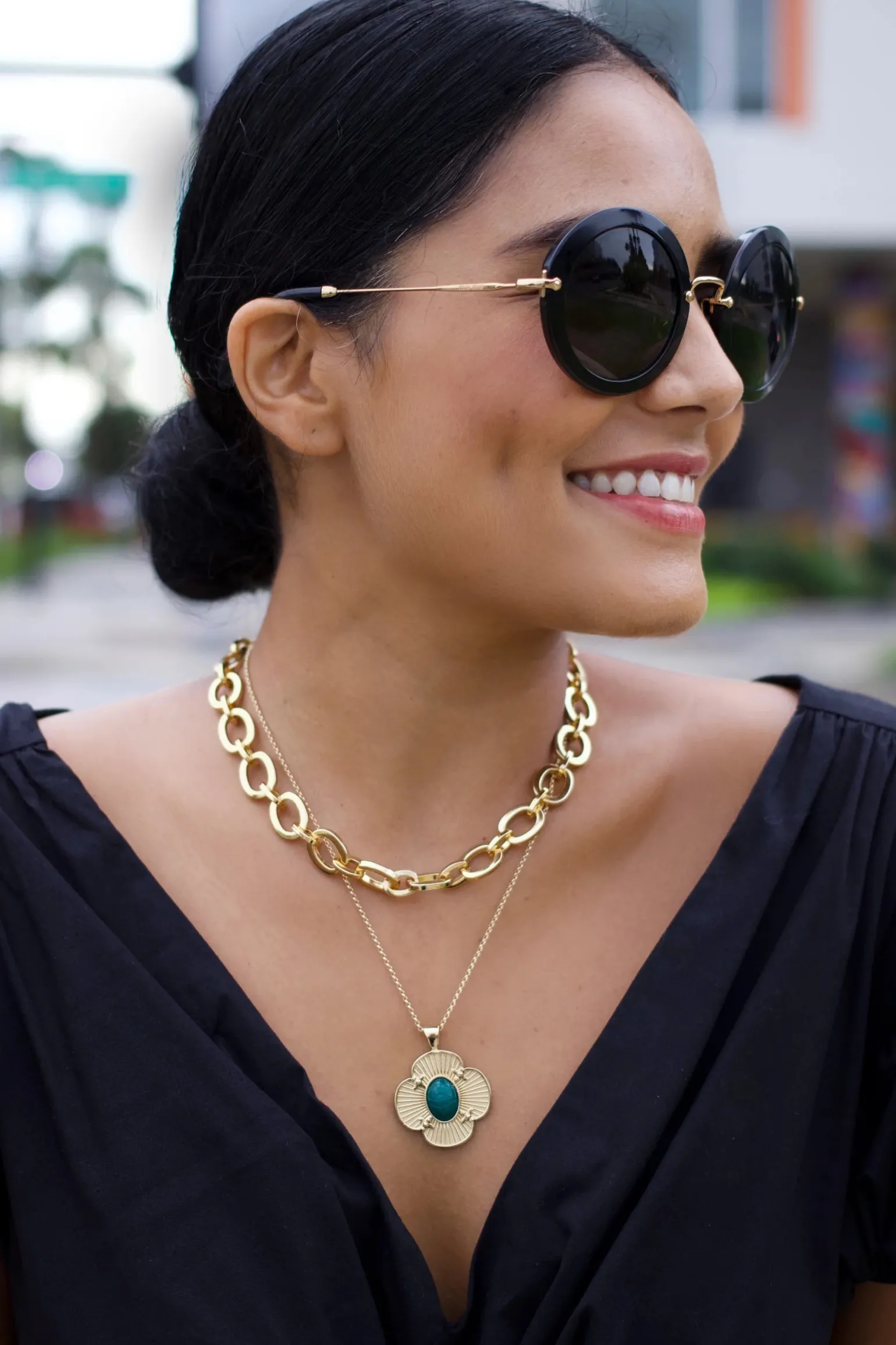 Chunky Link Chain With Lapis Bead 16