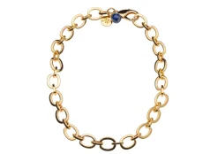 Chunky Link Chain With Lapis Bead 18