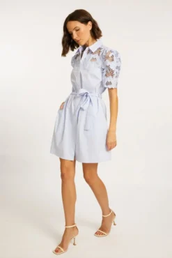 Clarette Dress Blue Micro Stripe