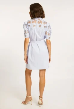Clarette Dress Blue Micro Stripe