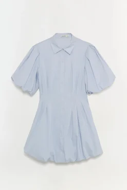 Cleo Balloon Pintuck Mini Dress Periwinkle Sky