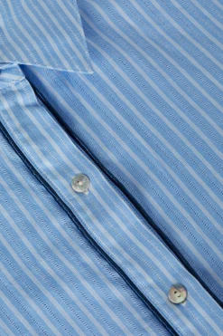 Cosette Button-Down Shirt Slate Blue/Ivory Stripe