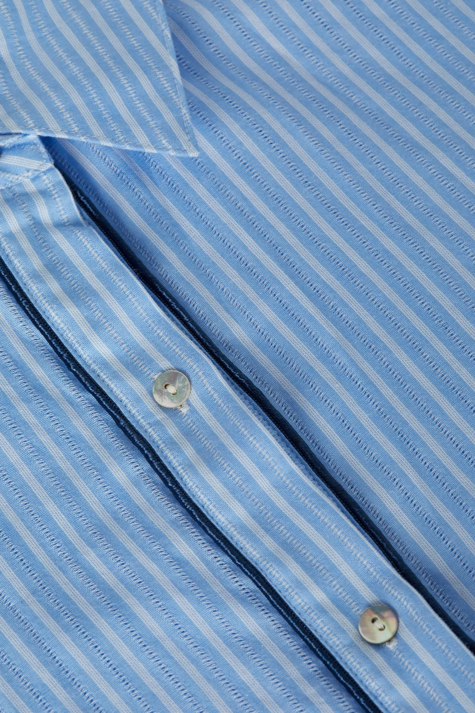 Cosette Button-Down Shirt Slate Blue/Ivory Stripe