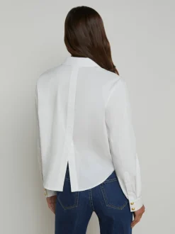 Cosette Crop Button Down Shirt White/Gold
