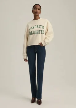 Cropped Collegiate Sweatshirt Gardenia/Emerald