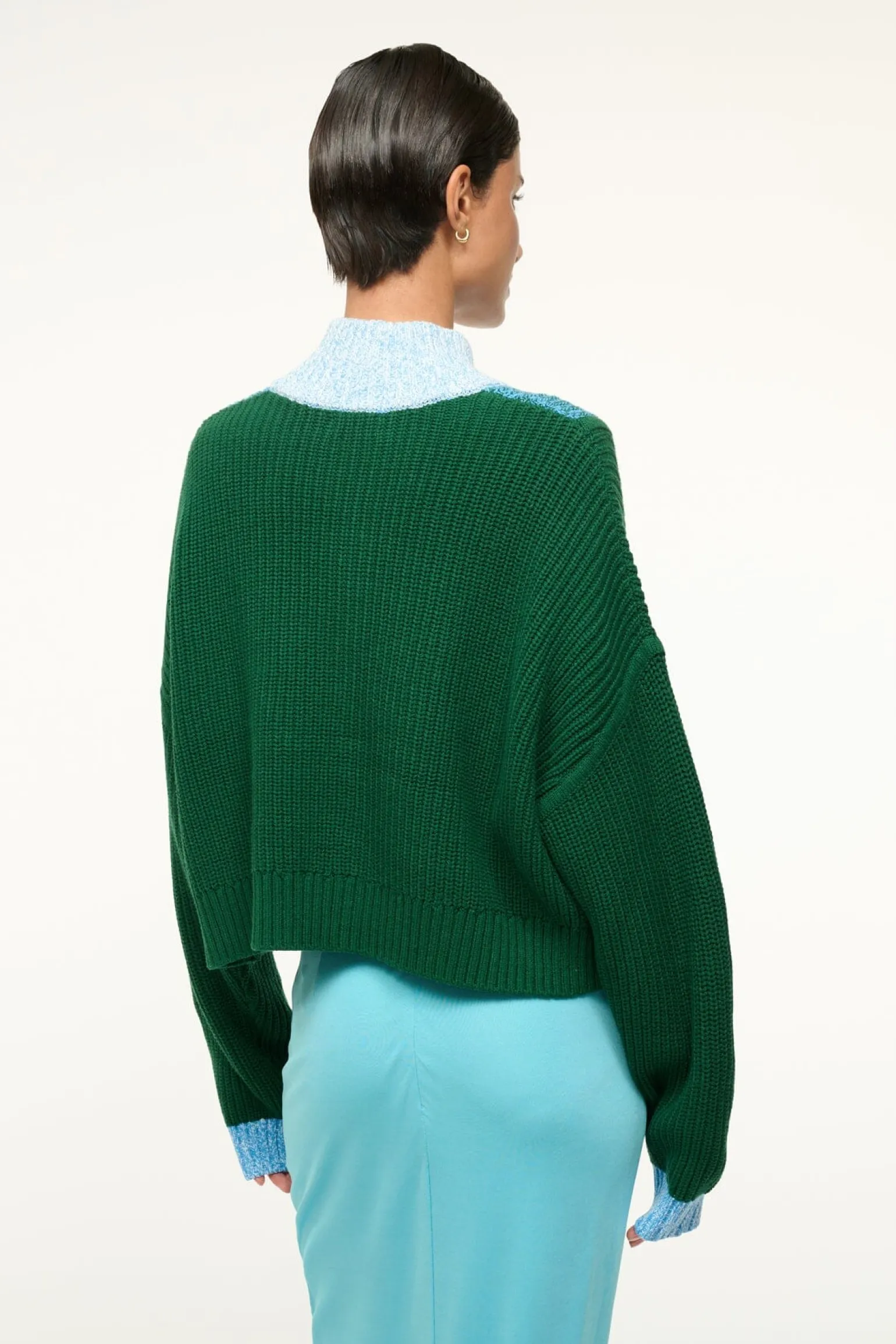 Cropped Hampton Sweater Jungle/Sky/Ivory