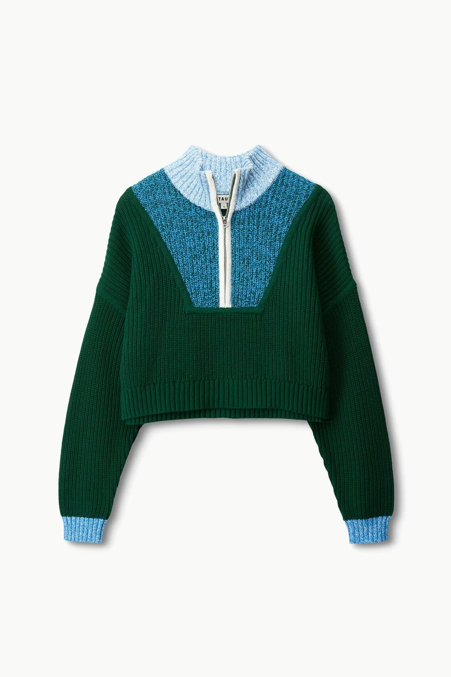 Cropped Hampton Sweater Jungle/Sky/Ivory