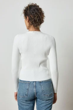 Cropped Ribbed Cardigan White