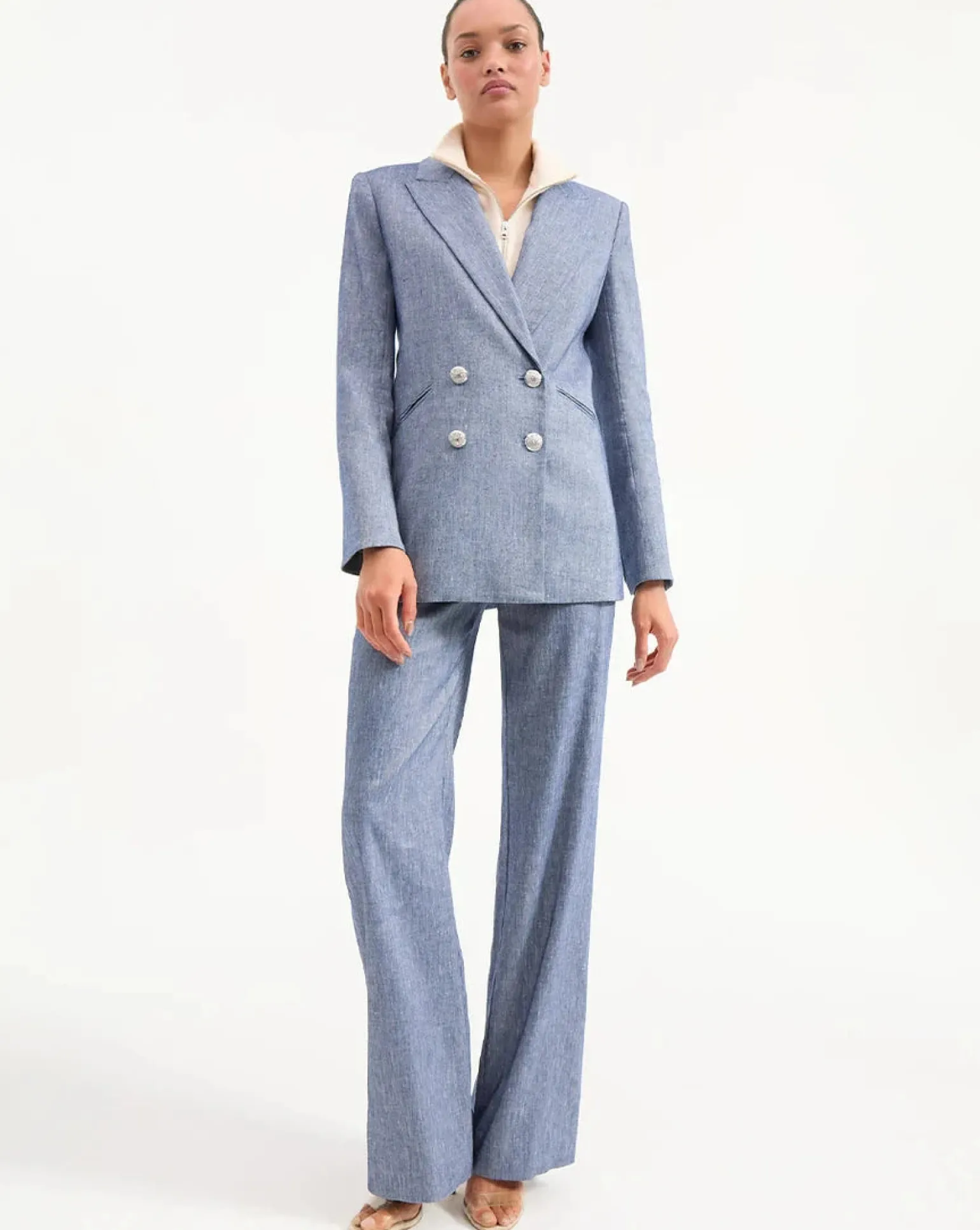 Dale Linen Dickey Jacket Blue Melange