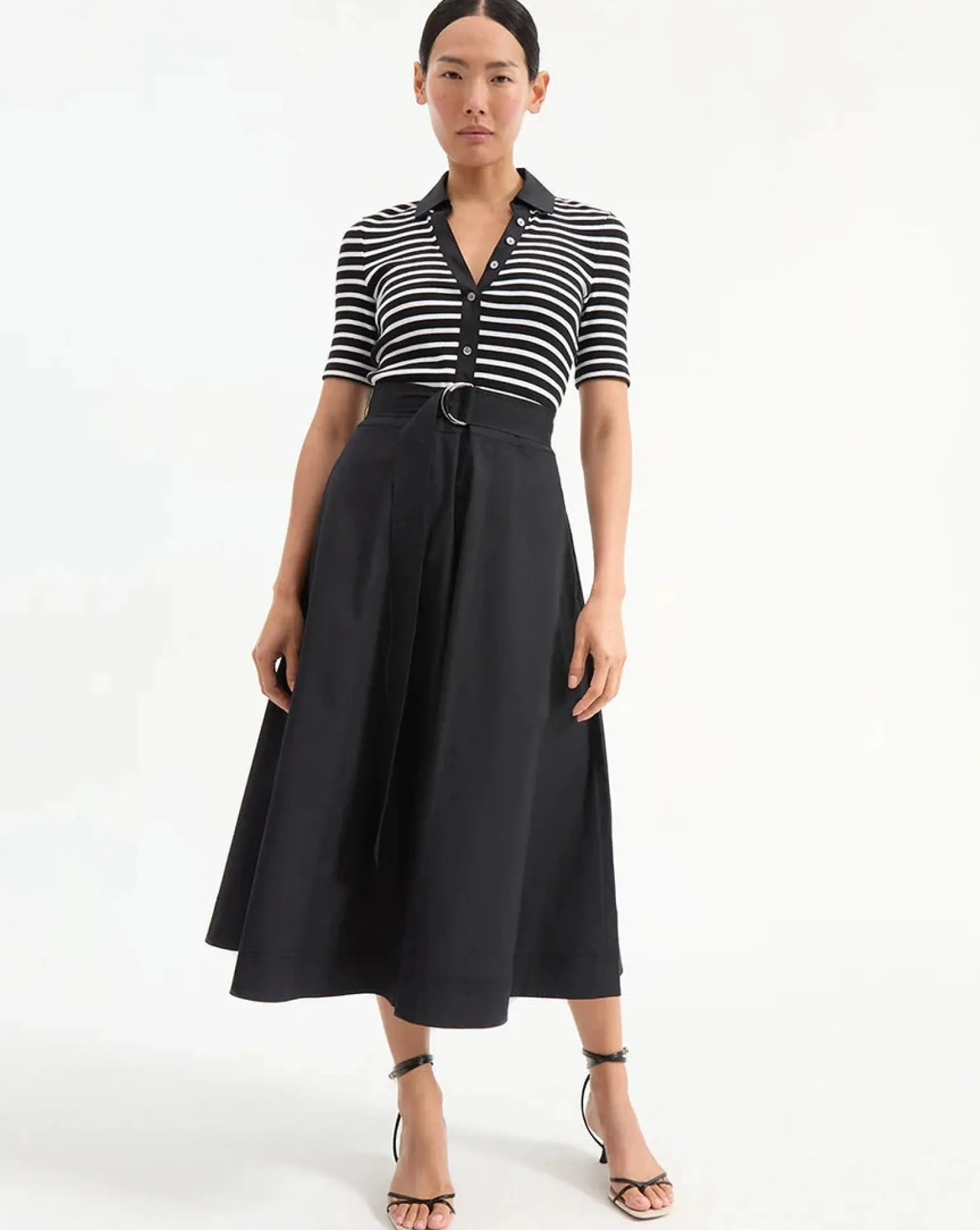 Delise Mixed Media Dress White/Black