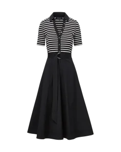 Delise Mixed Media Dress White/Black
