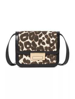 Desi Crossbody w/ Lock Hardware Black/Leopard