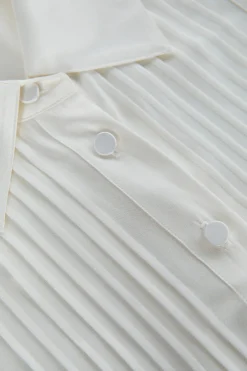 Divya Pintuck Tux Shirt White