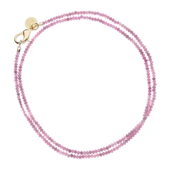 Double Wrap Diamond Cut Beaded Necklace Pink Tourmaline
