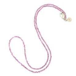 Double Wrap Diamond Cut Beaded Necklace Pink Tourmaline