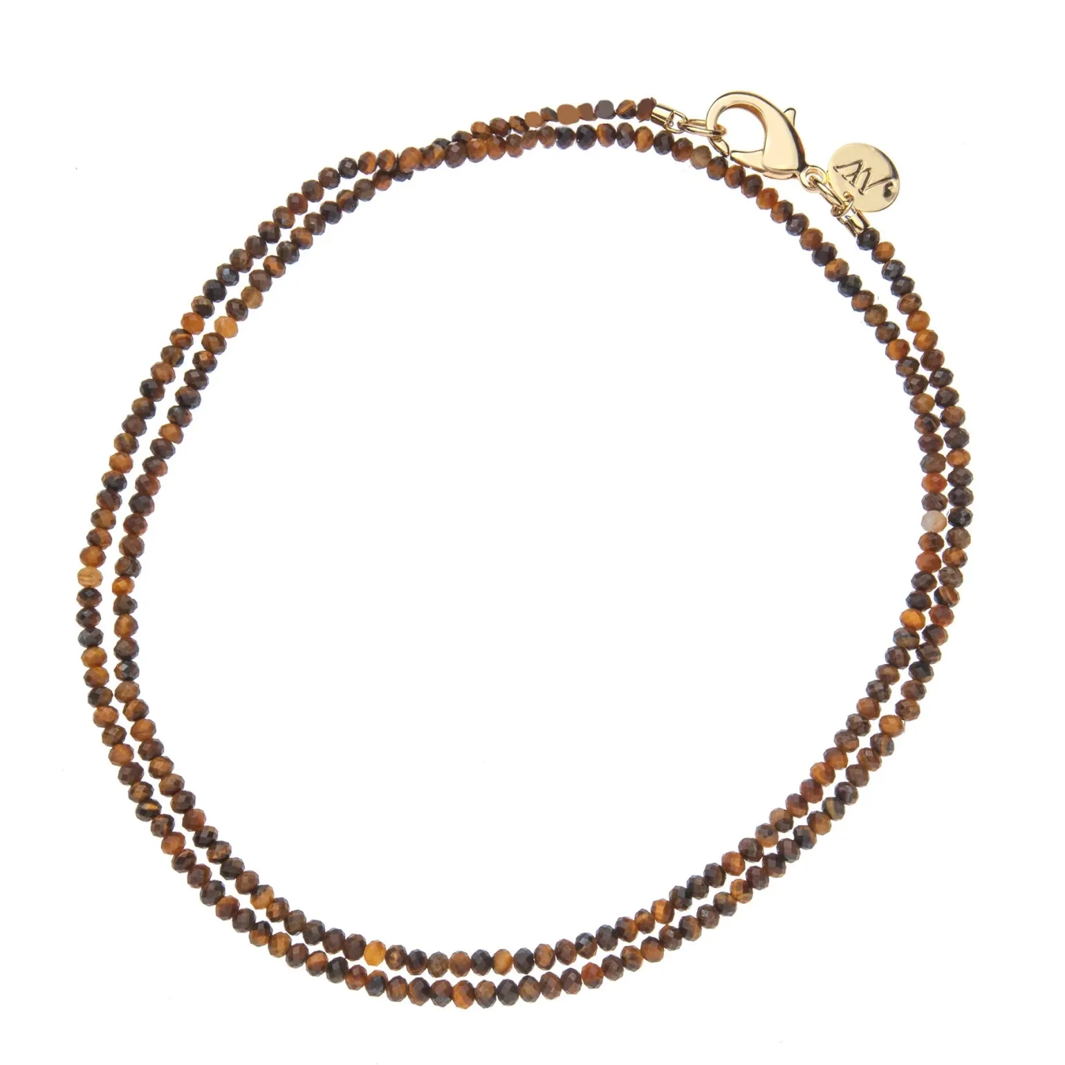 Double Wrap Diamond Cut Beaded Necklace Tiger's Eye