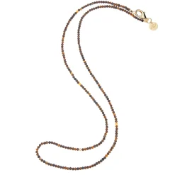 Double Wrap Diamond Cut Beaded Necklace Tiger's Eye